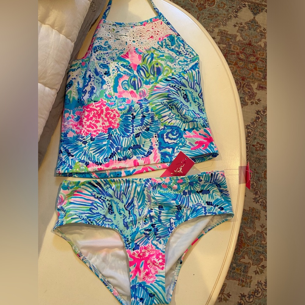 Lily Pulitzer, Bikini, Girls size 12, Blue & Pink